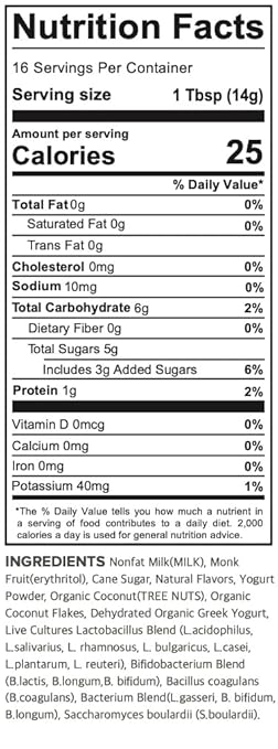 Yogurt Smoothie Mix Coconut cane sugar/3g added