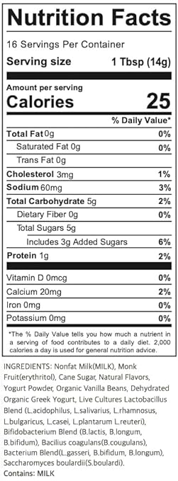Yogurt Smoothie Mix Vanilla cane sugar/3g added