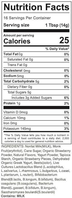 Yogurt Smoothie Mix Strawberry cane sugar/3g added