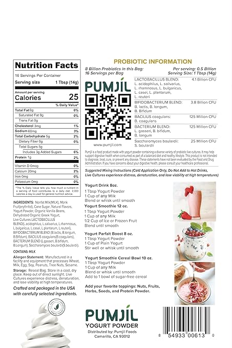 Yogurt Smoothie Mix Vanilla cane sugar/3g added