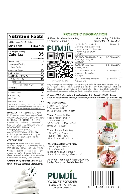 Yogurt Smoothie Mix Original cane sugar/3g added